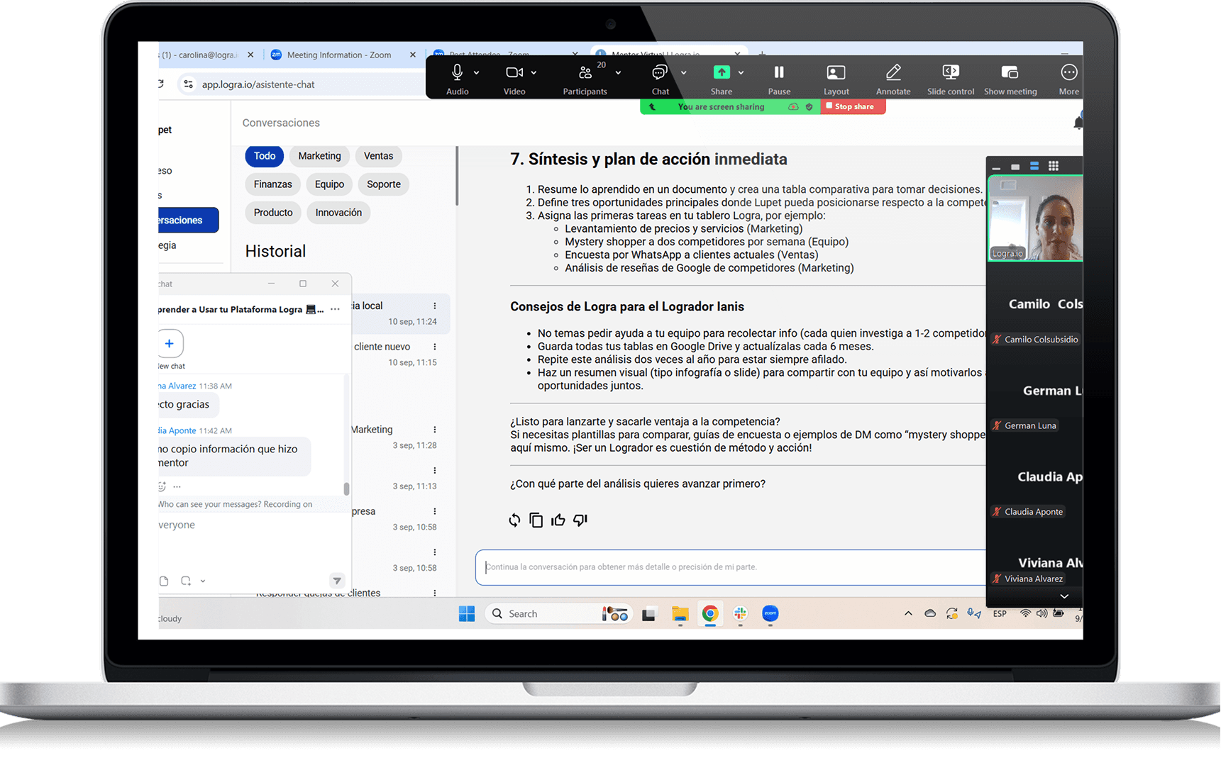 Taller virtual de capacitación en Zoom con la plataforma Logra
